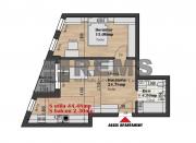 Apartament 2 camere, bloc nou, 44.5 mp + balcon, cartier Iris